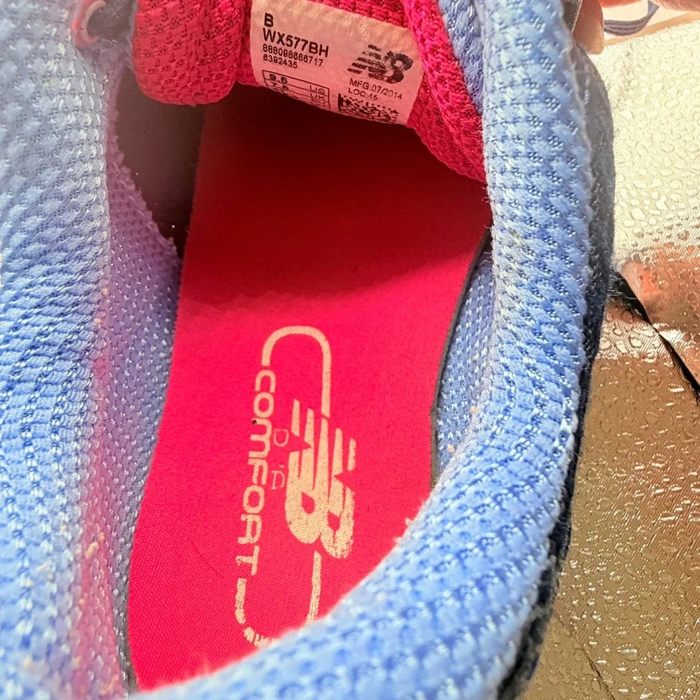 New Balance 577 Training Shoes Womens 9.5 Navy Blue Pink Good WX577BH Cush+